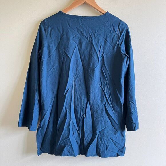 Eileen Fisher Blue 3/4 Sleeve Top Blouse‎ V Neck Womens Petite Size PP PS - Picture 4 of 4